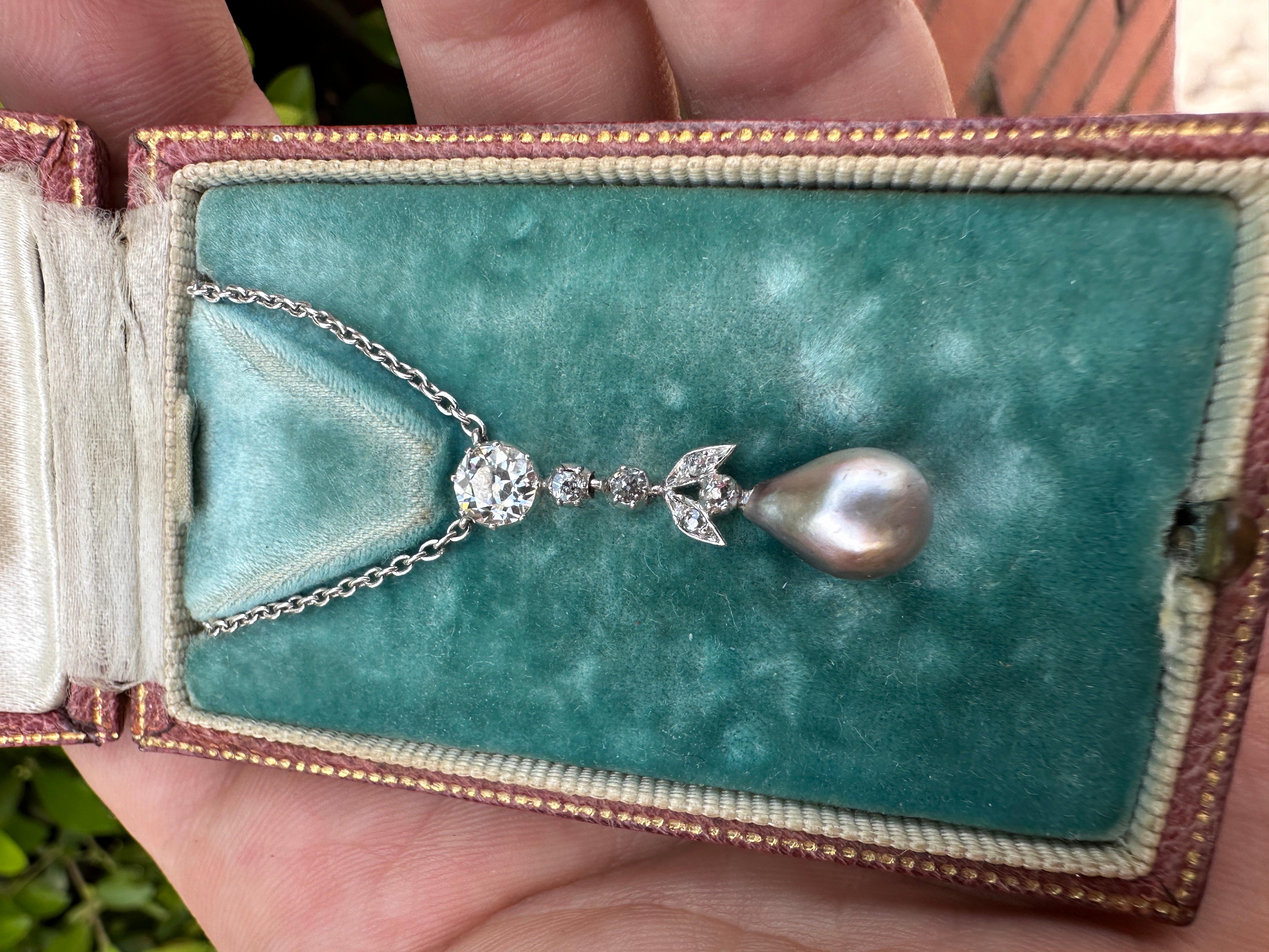 Perlen-Diamant-Halskette  im Angebot 1