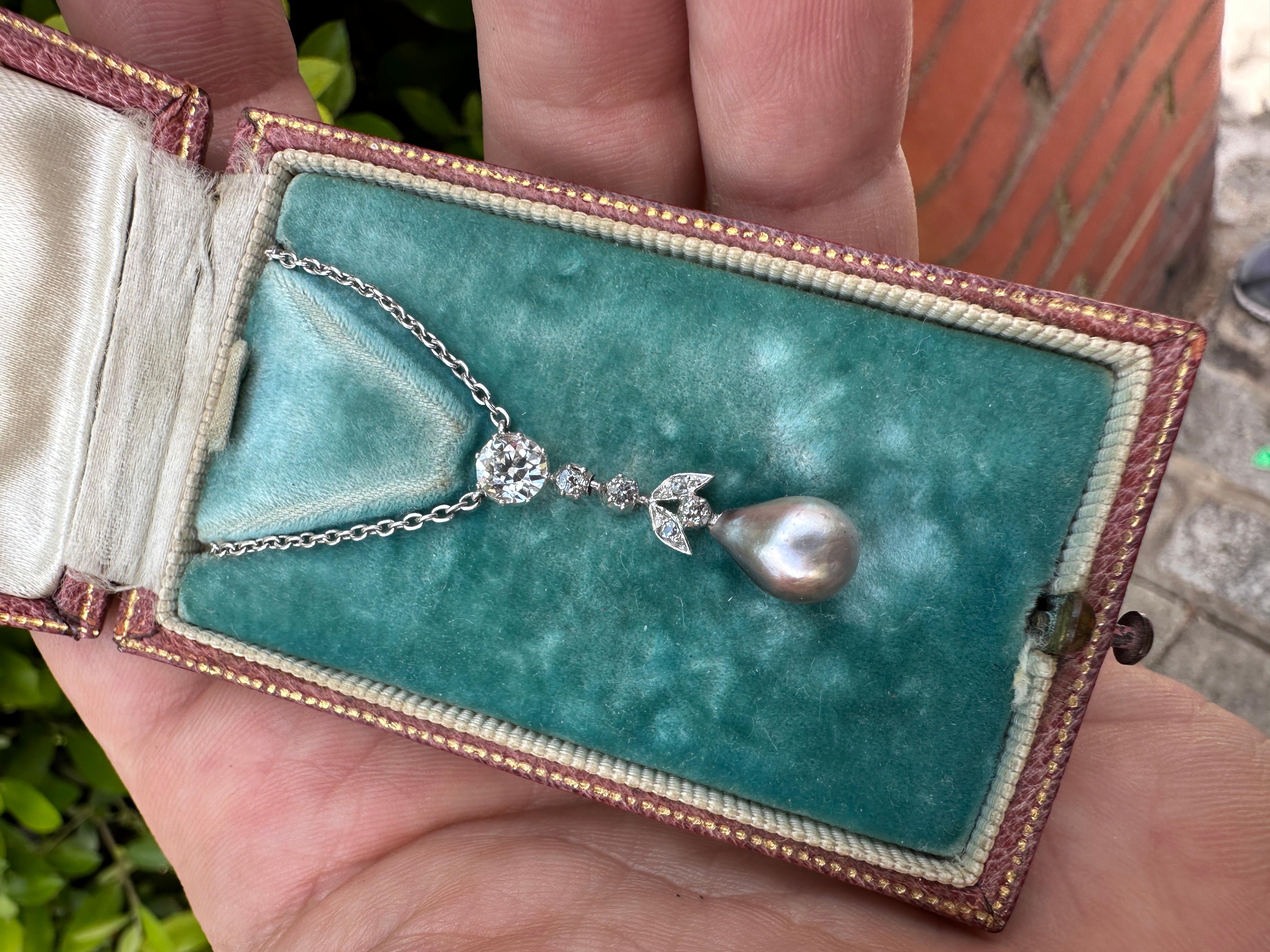 Perlen-Diamant-Halskette  im Angebot 2