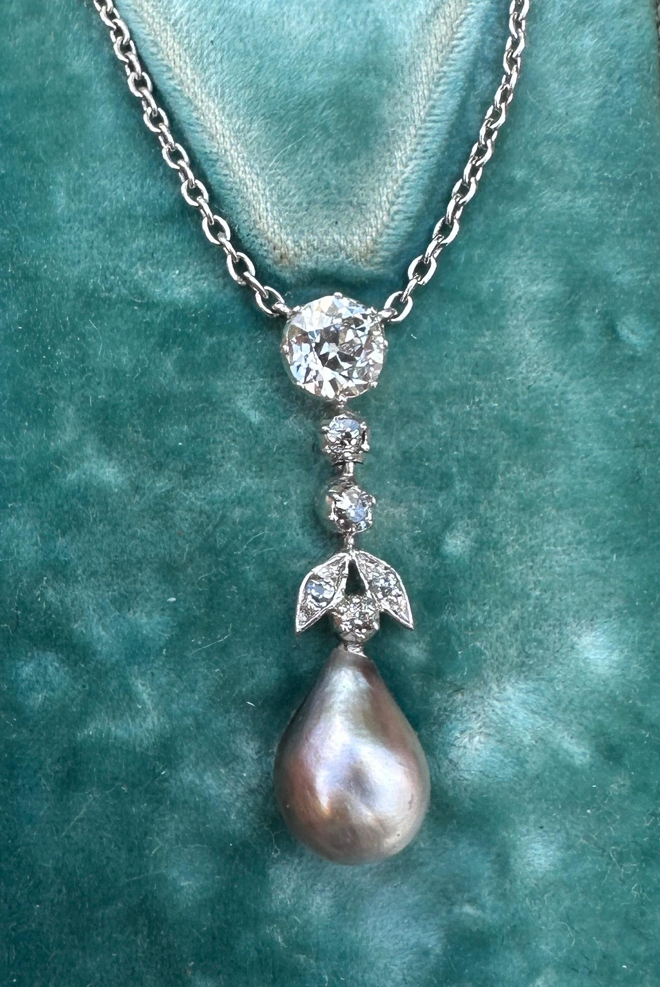 Perlen-Diamant-Halskette  im Angebot 3