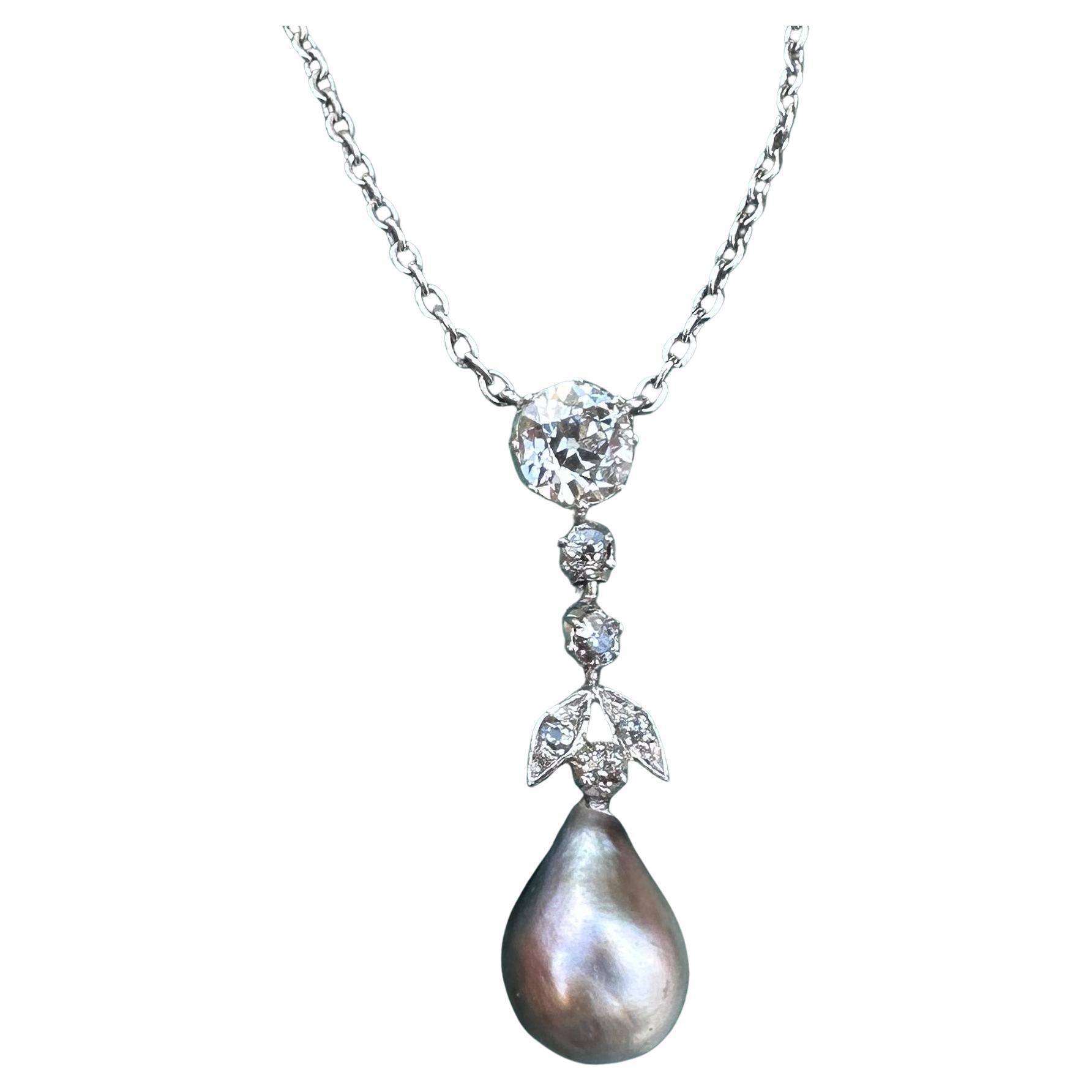 Pearl Diamond Necklace For Sale