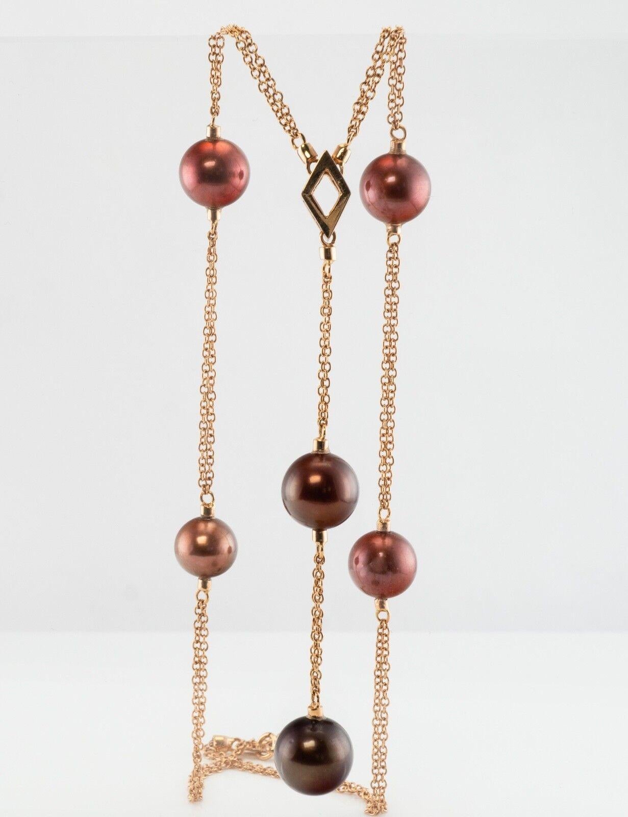 Perlen-Diamant-Halskette Tahiti-Perlen in Bewegung 18K Rosa Roségold im Angebot 3