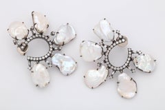 Pearl Diamond Petal Earrings