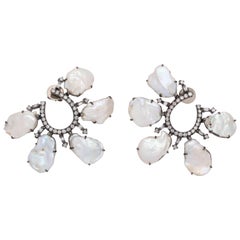 Pearl Diamond Petal Earrings