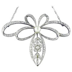 Antique Pearl Diamond Platinum Belle Époque Necklace, circa 1910