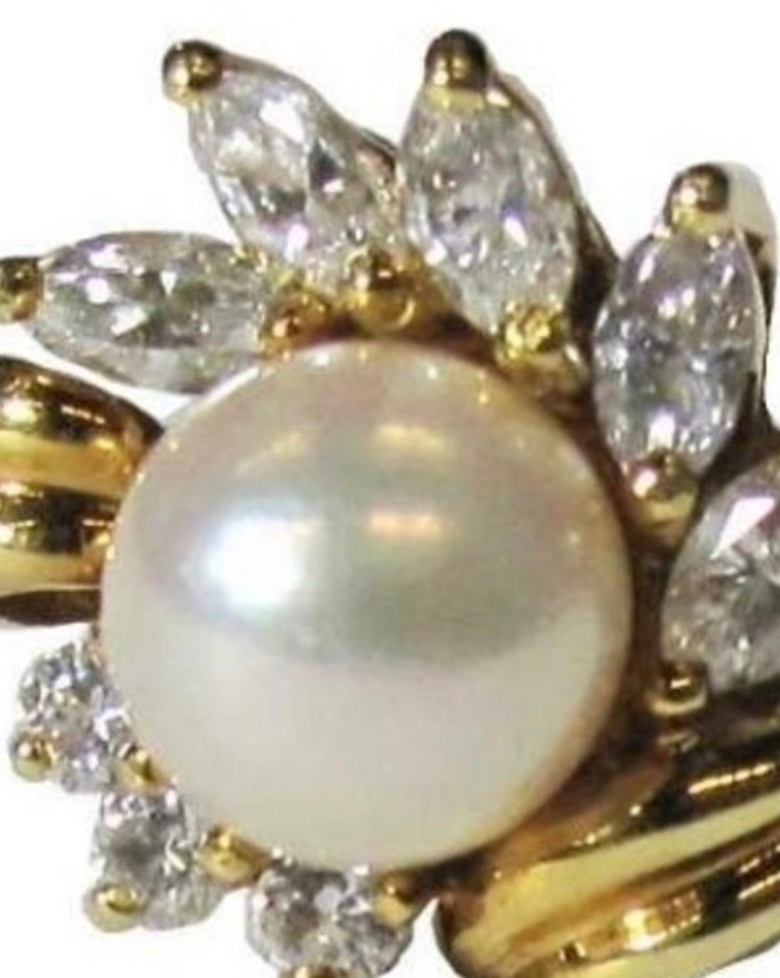 Pearl and Diamond Ring, Black, Starr & Frost In Good Condition In Palm Beach, FL