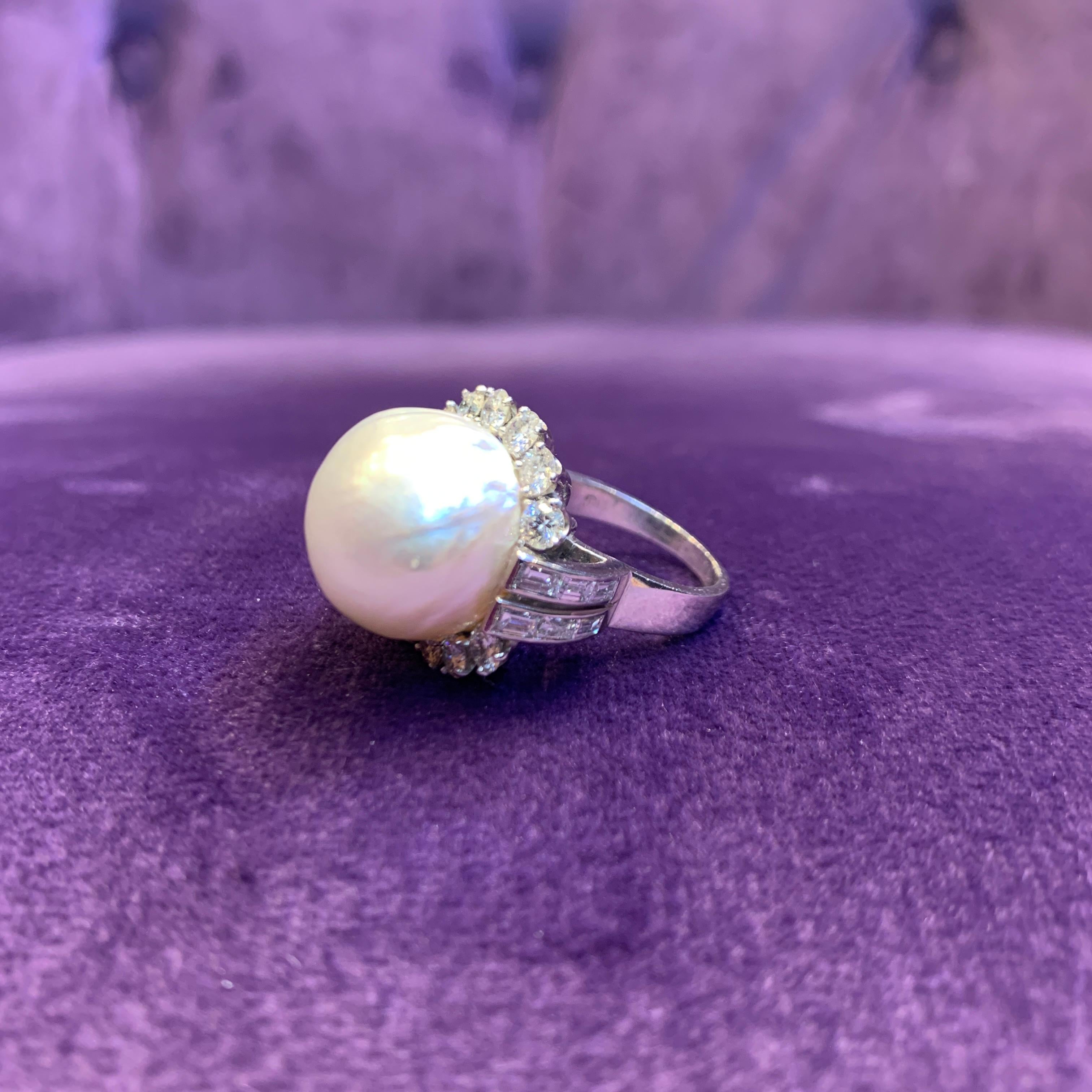 Pearl & Diamond Ring For Sale 1