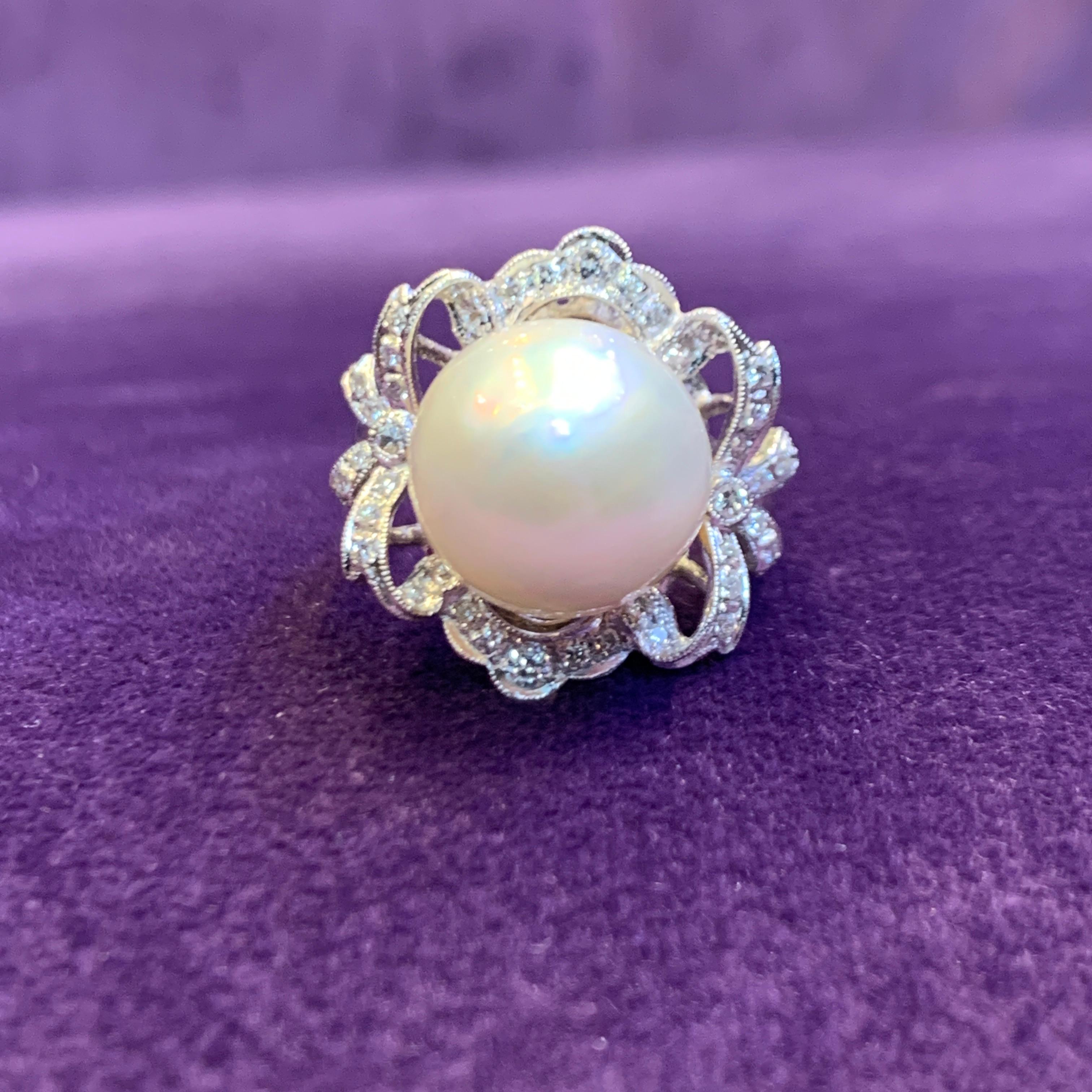Pearl & Diamond Ring  For Sale 1