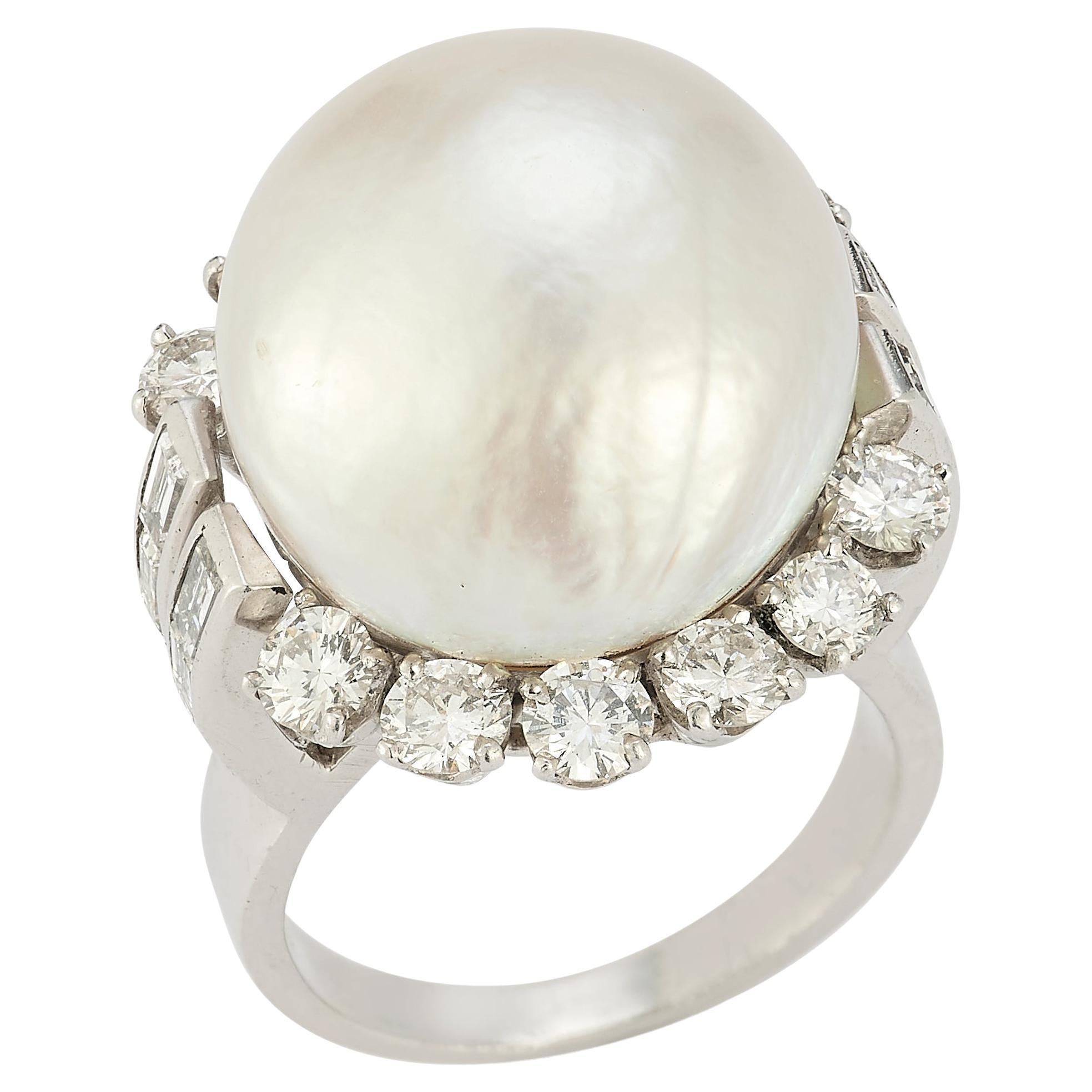 Pearl & Diamond Ring For Sale