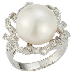 Retro Pearl & Diamond Ring 
