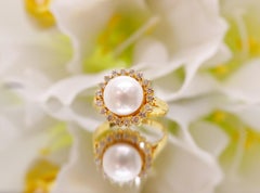 Pearl Diamond Ring in 14k Gold