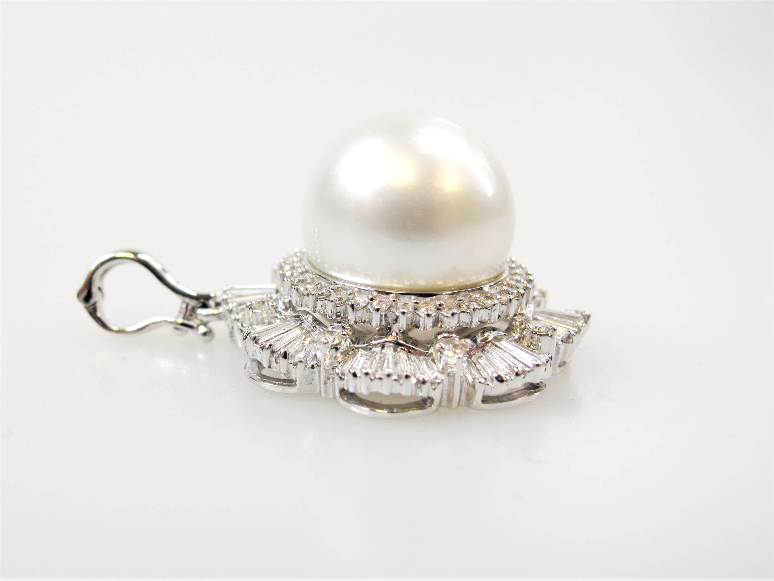 Pearl & Diamond Ring, Pendant and Earring Set 11.5 Carats Total 14 Karat Gold For Sale 8