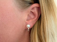 Pearl Diamond Screw on Earrings Platinum