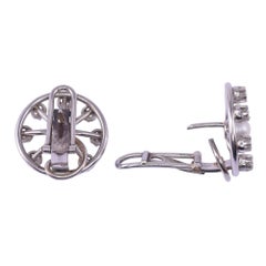 Pearl & Diamond Spoke Design Platinum Earrings