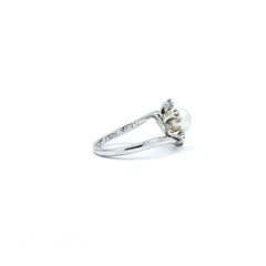 Pearl & Diamond Vintage Ring in 14k White Gold