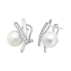 Pearl Diamond White Gold Exclusive Earrings for Her