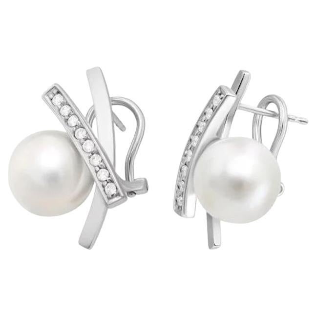 Pearl Diamond White Gold Exclusive Earrings for Her For Sale