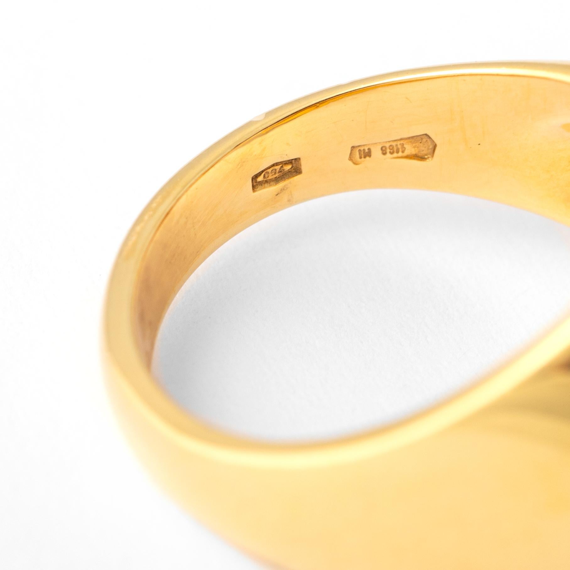 Perle Diamant Gelbgold 18K Ring im Angebot 3
