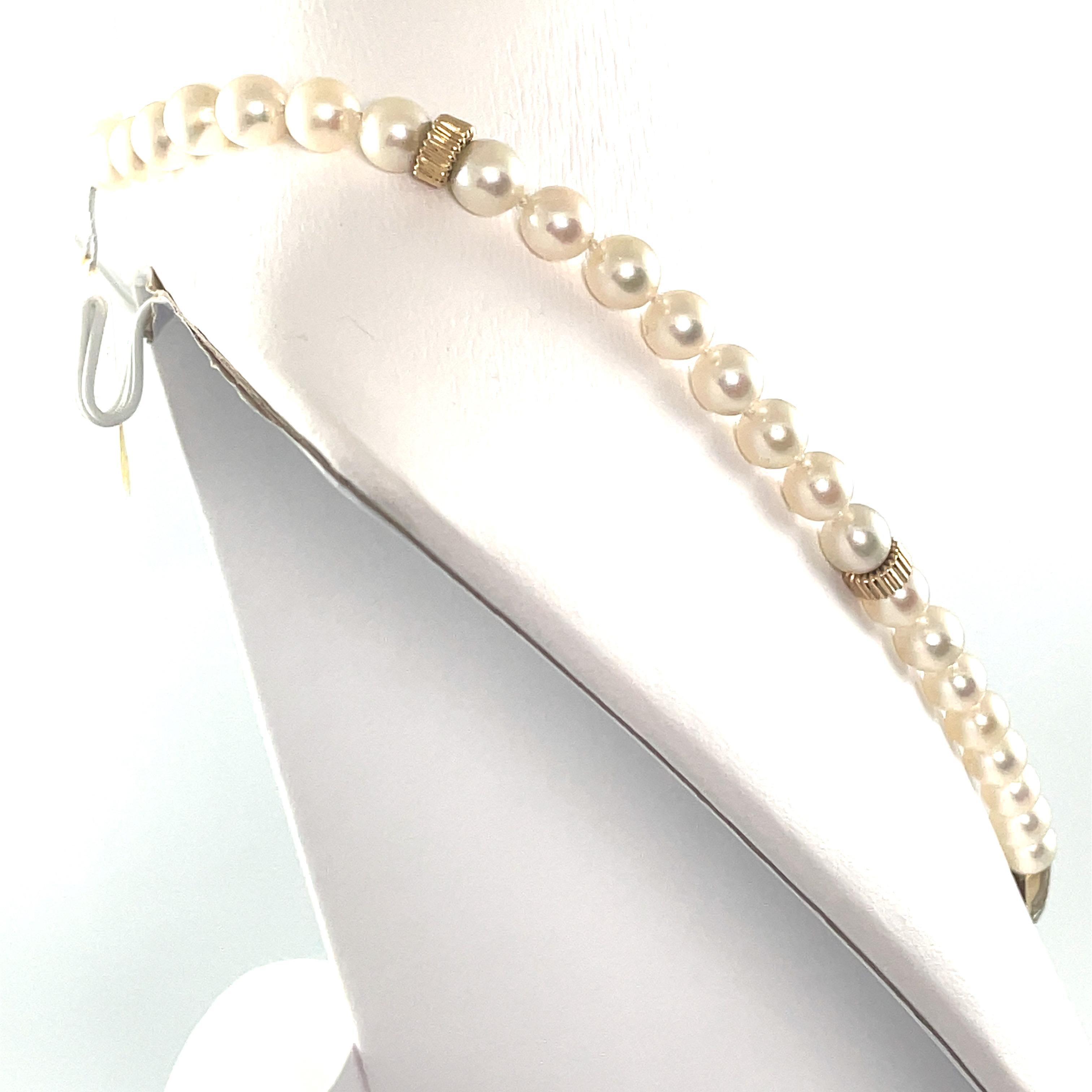 Pearl Diamond & Yellow Gold Strand Necklace  In Good Condition For Sale In BEVERLY HILLS, CA