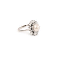 Pearl Diamonds 18 Carats White Gold Pompadour Ring