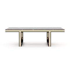 Modern Dining table in marble and wood veneer (made to order)