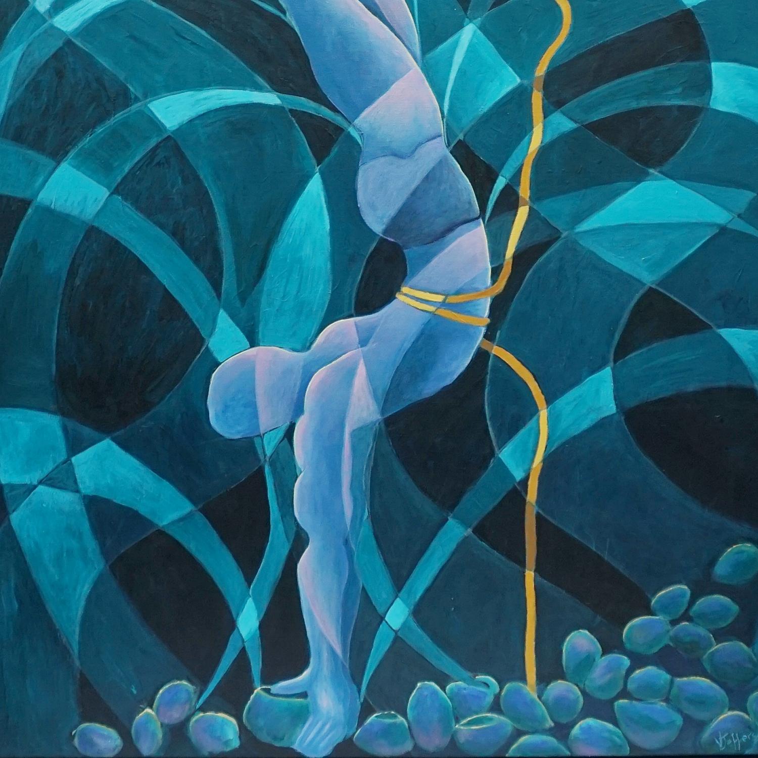 Paint 'Pearl Diver' A Contemporary Oil on Canvas by Vera Jefferson