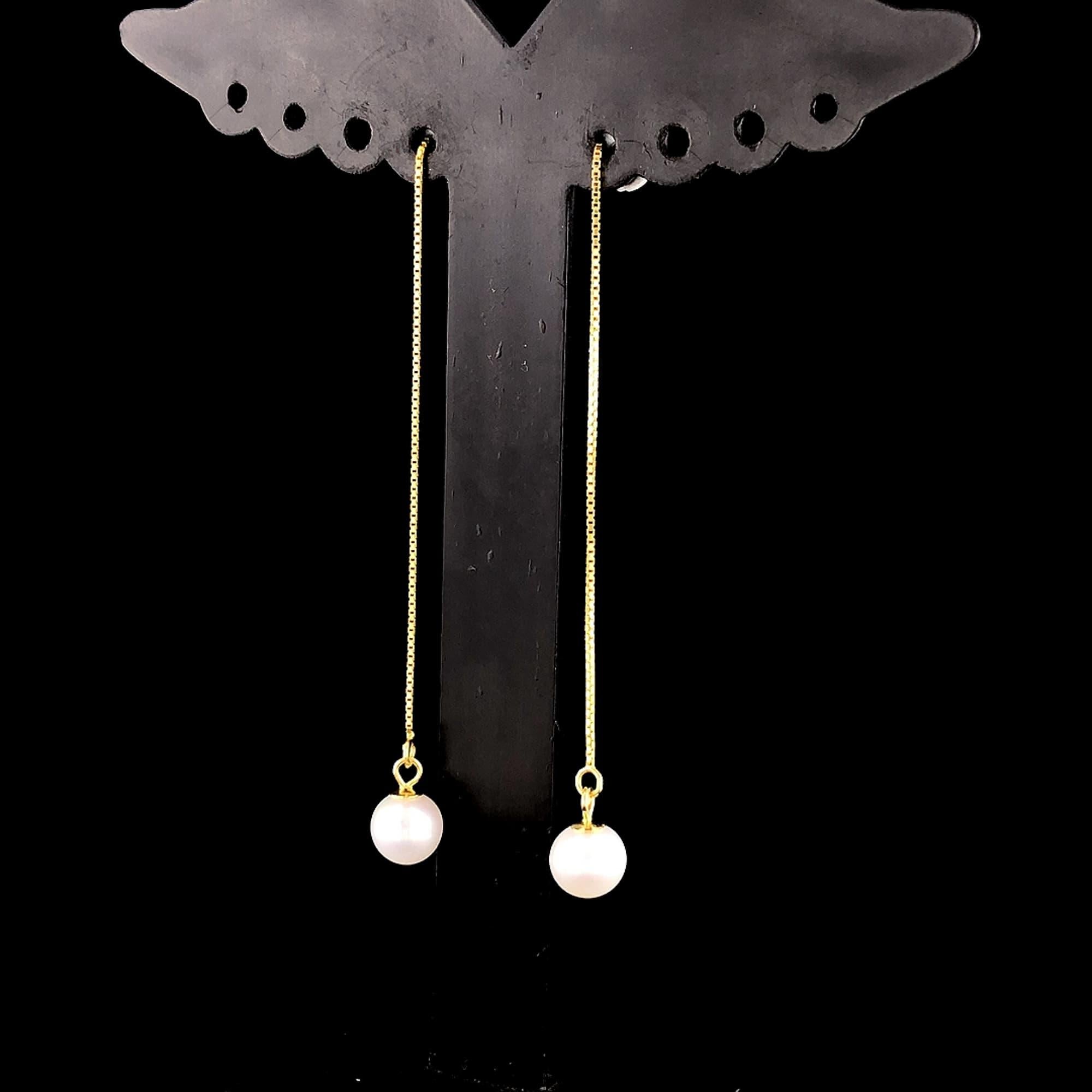 Taille ronde Boucles d'oreilles en argent sterling avec goutte de perle en vente