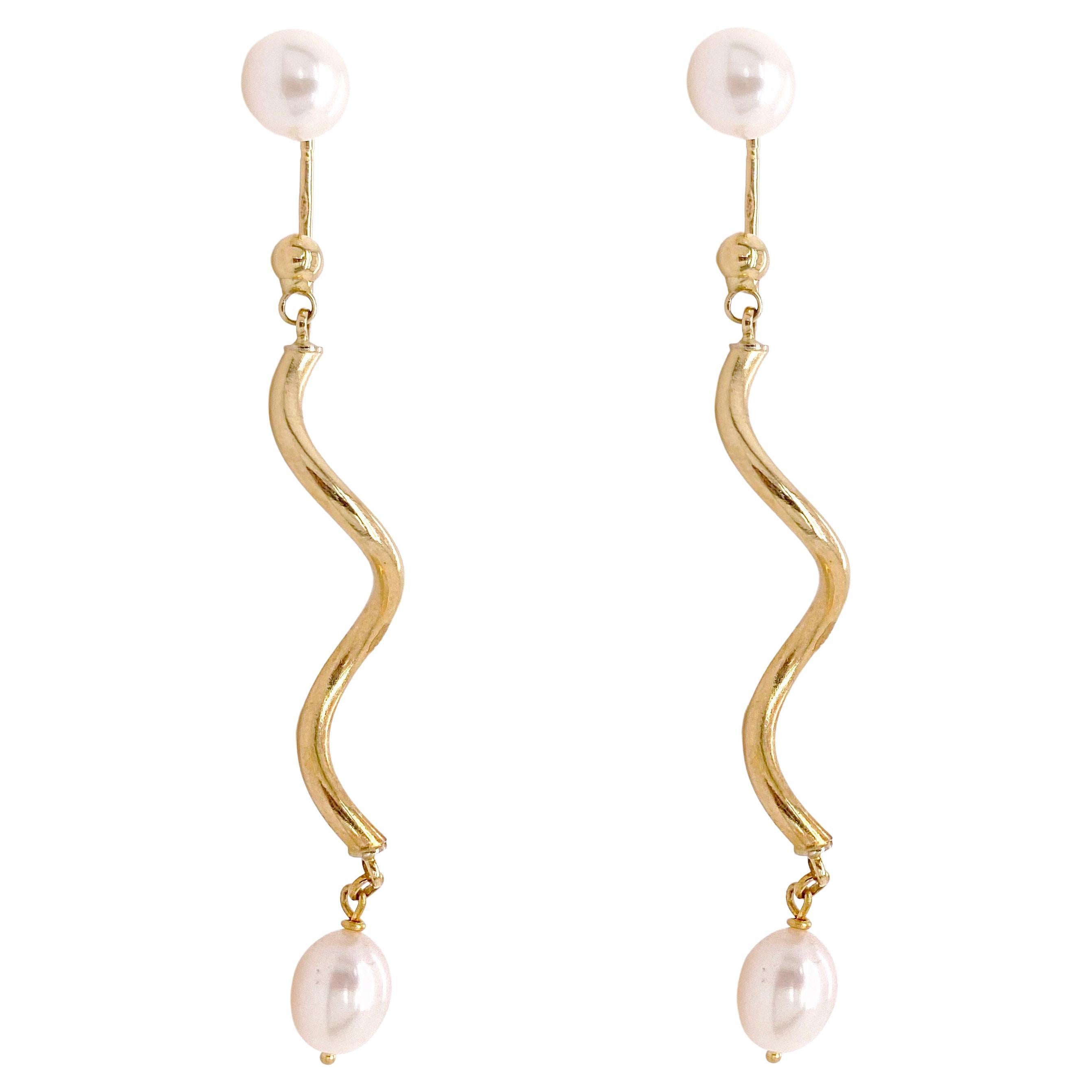 Pearl Drop Earrings, Pearl Wedding Earrings w 4 Genuine Cultured Pearl Earrings For Sale