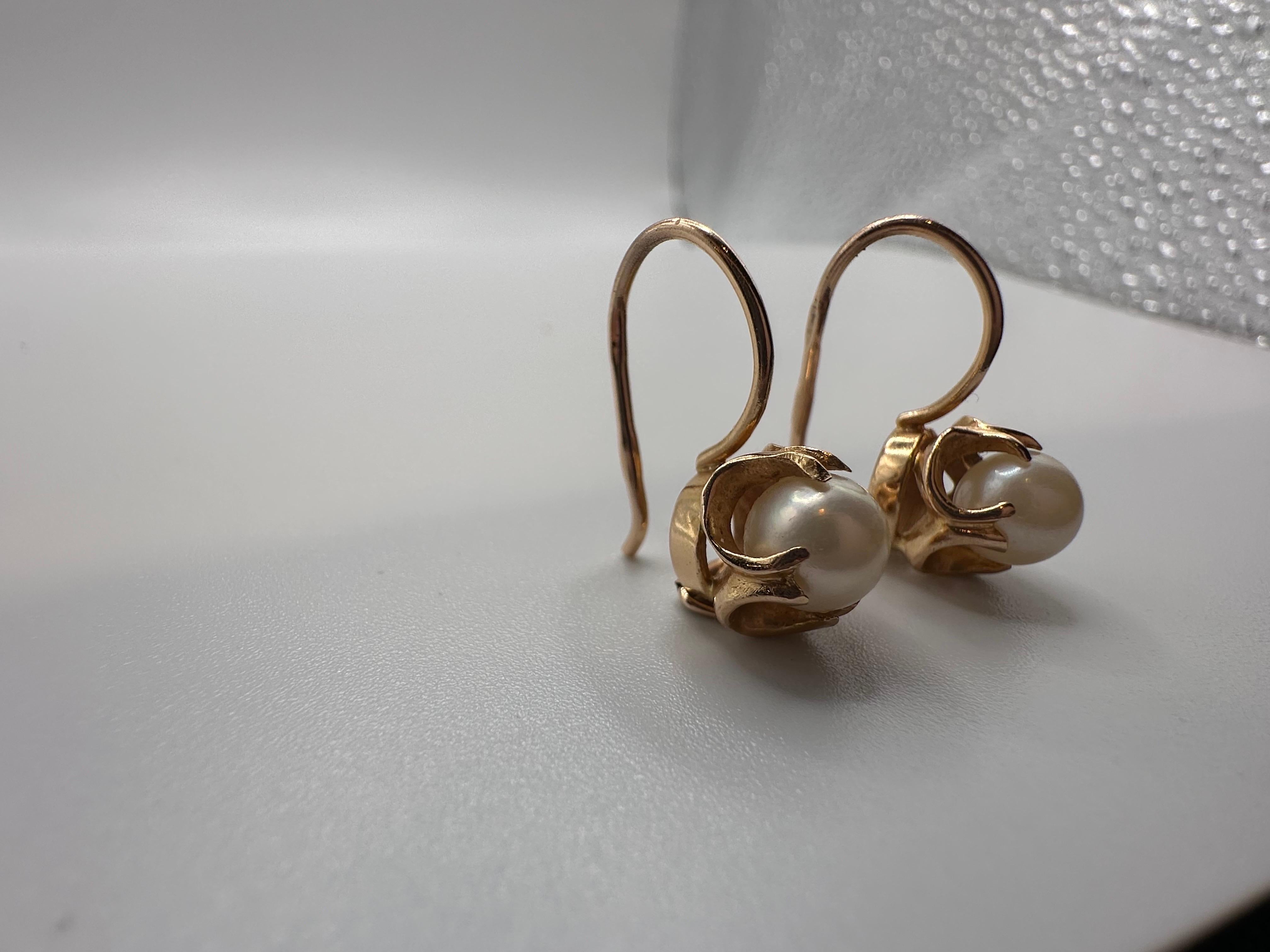 Boucles d'oreilles perles Boucles d'oreilles or rose 14KT Neuf - En vente à Boca Raton, FL
