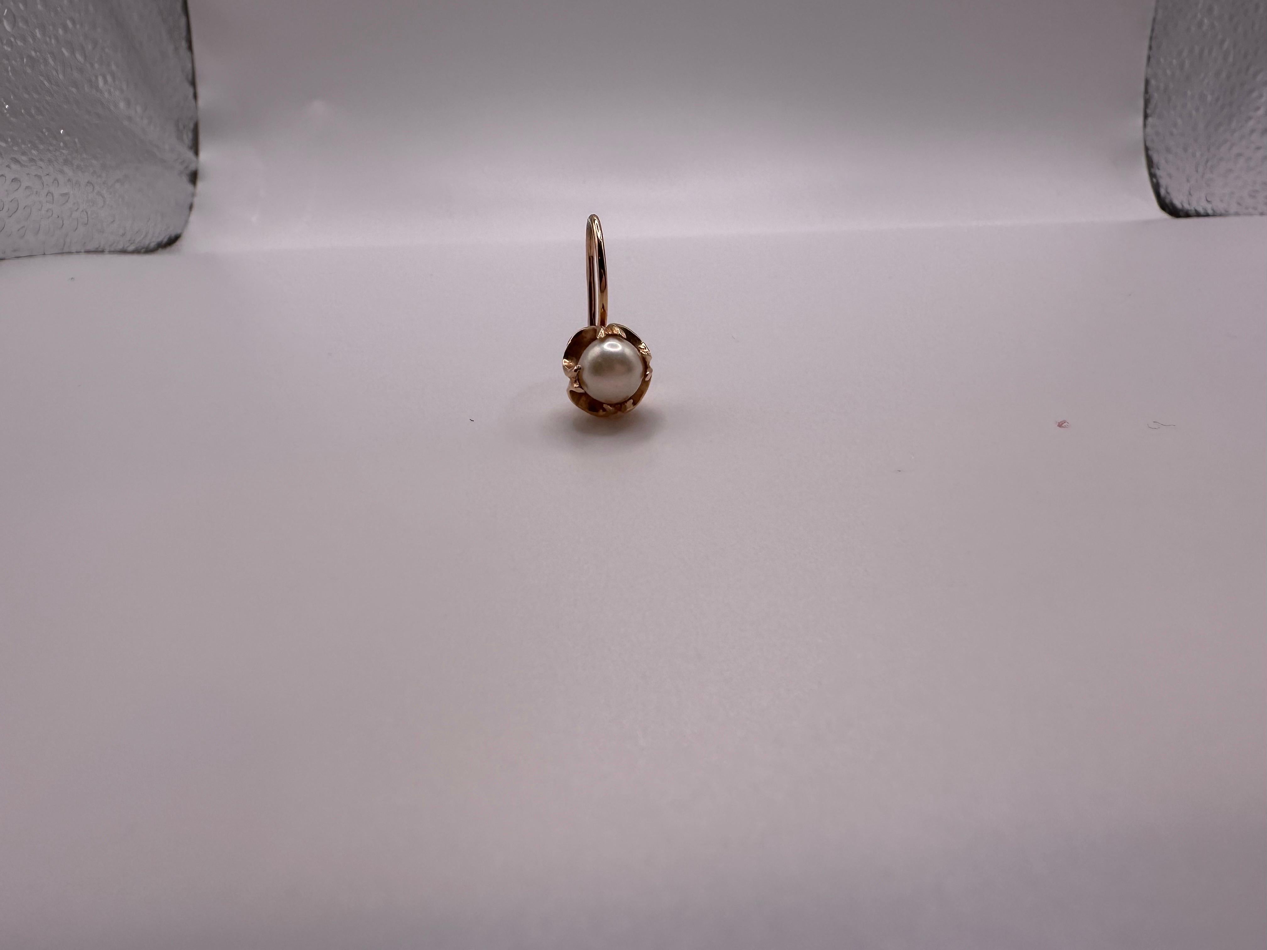 Boucles d'oreilles perles Boucles d'oreilles or rose 14KT Unisexe en vente