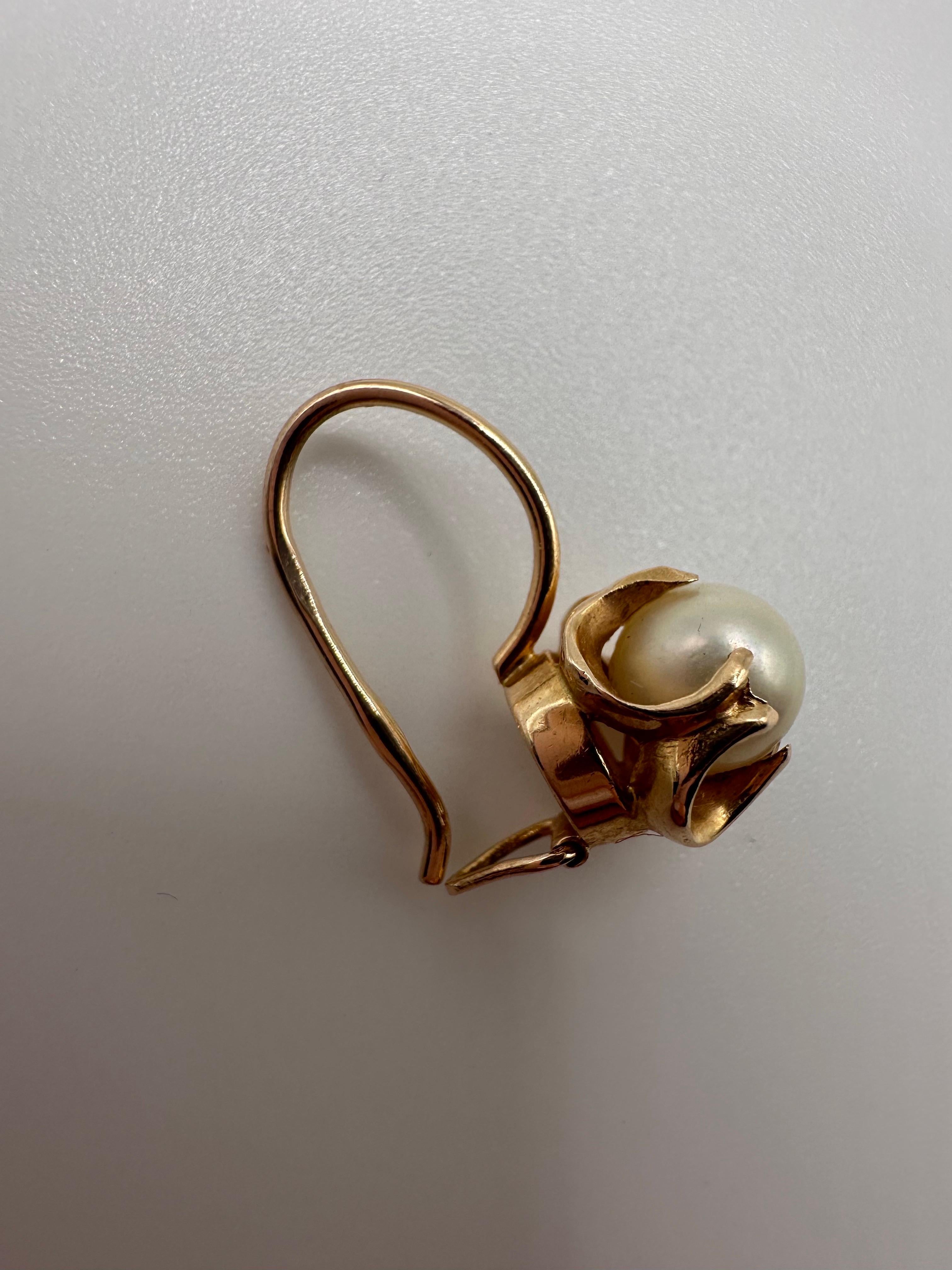 Boucles d'oreilles perles Boucles d'oreilles or rose 14KT en vente 2