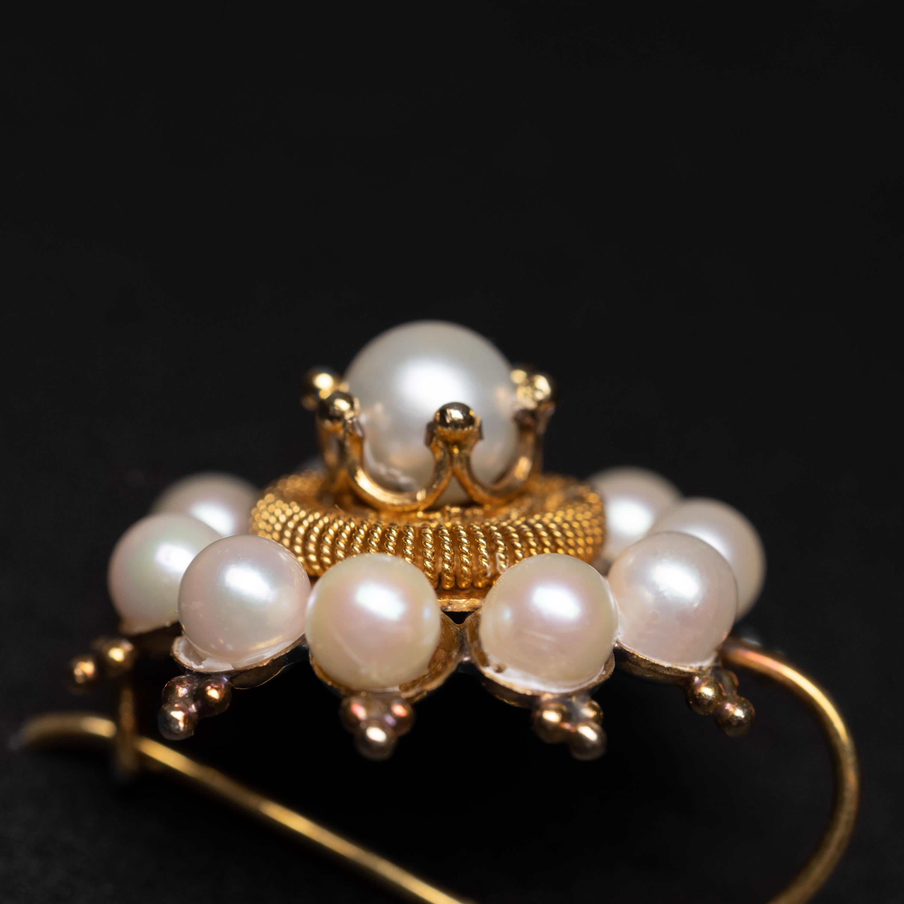 Perle Boucles d'oreilles perles faites à la main du milieu du siècle dernier en vente
