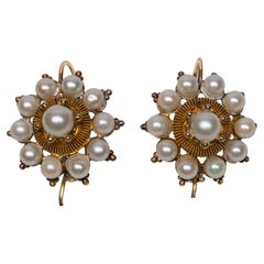 Pearl Earrings Handmade Midcentury
