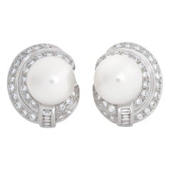 Boucles d'oreilles perles en or blanc 14k