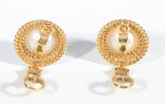 Pearl Earrings in Triple Band Gold Collar