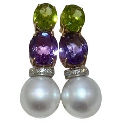 Pearl Earrings with Gemstones 