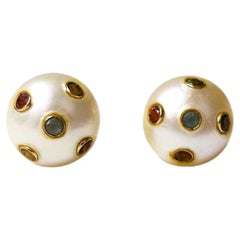 Pearl Earrings with Gemstones