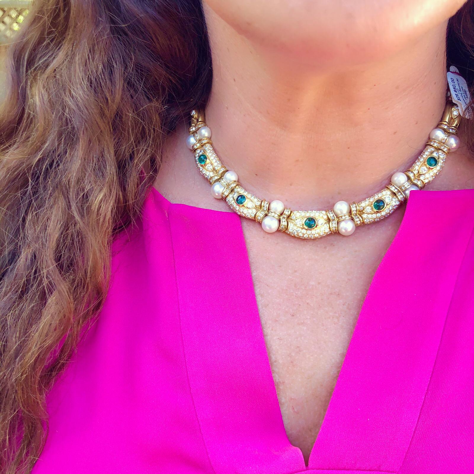 emerald gold choker necklace