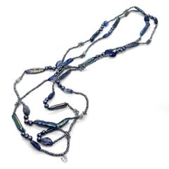 Pearl Faceted Blue Iolite and Labradorite Necklace in Sterling Silver