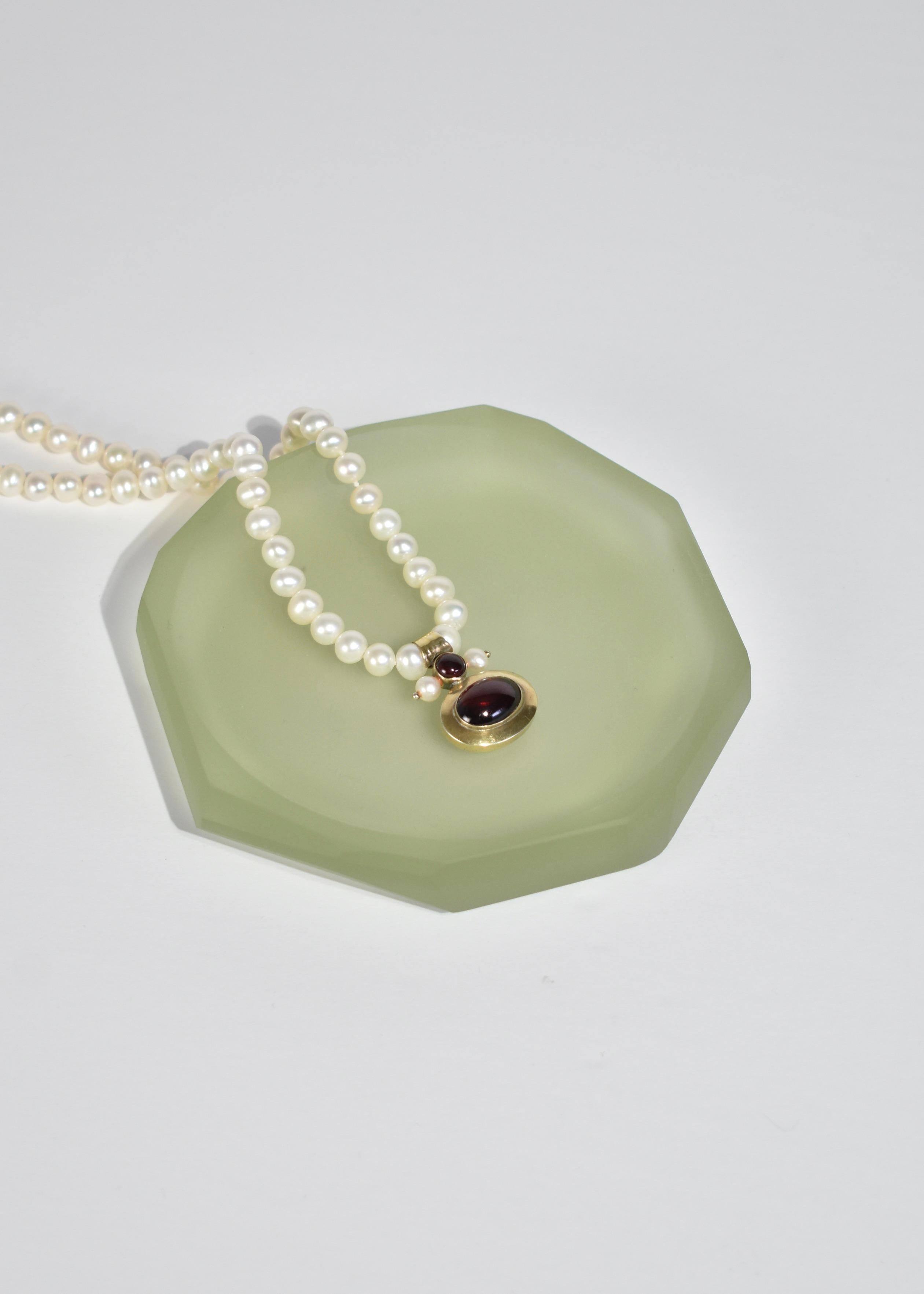 Women's or Men's Pearl Garnet Necklace