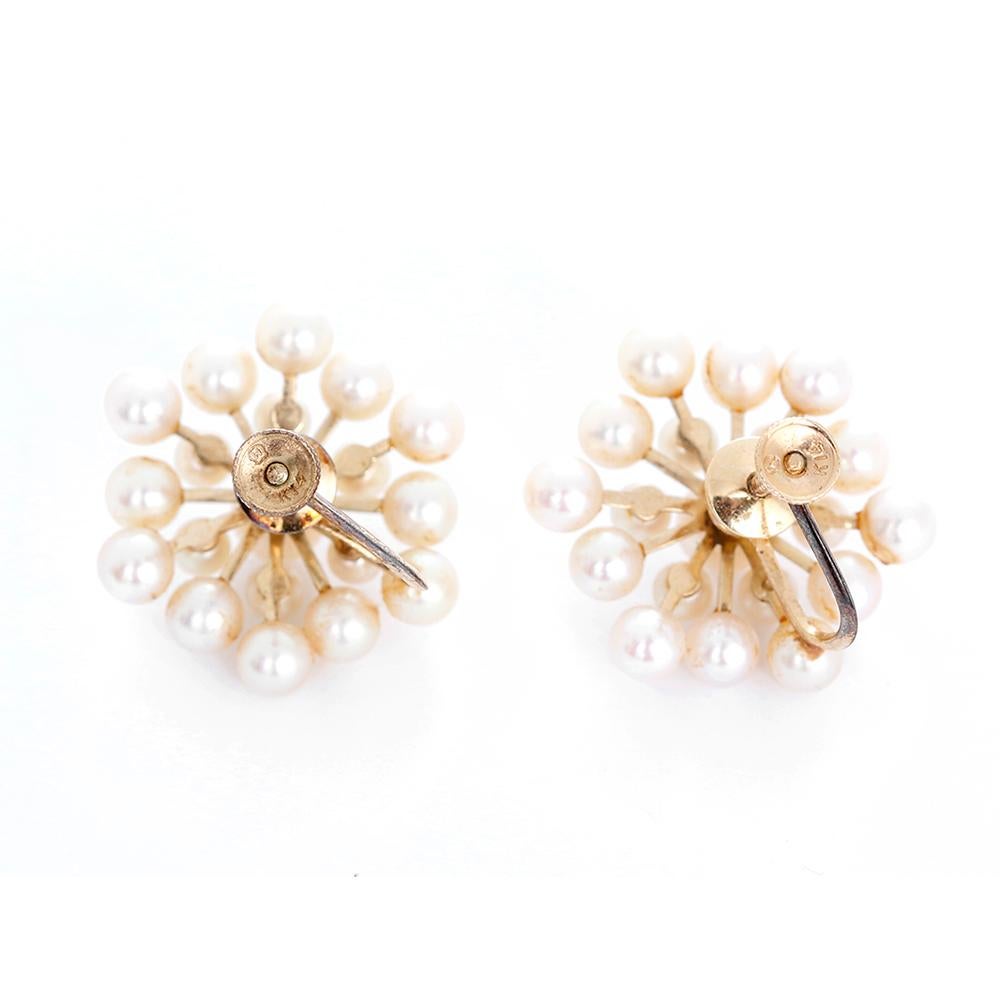 Pearl Gold Non-Pierced Earrings In Good Condition For Sale In Dallas, TX