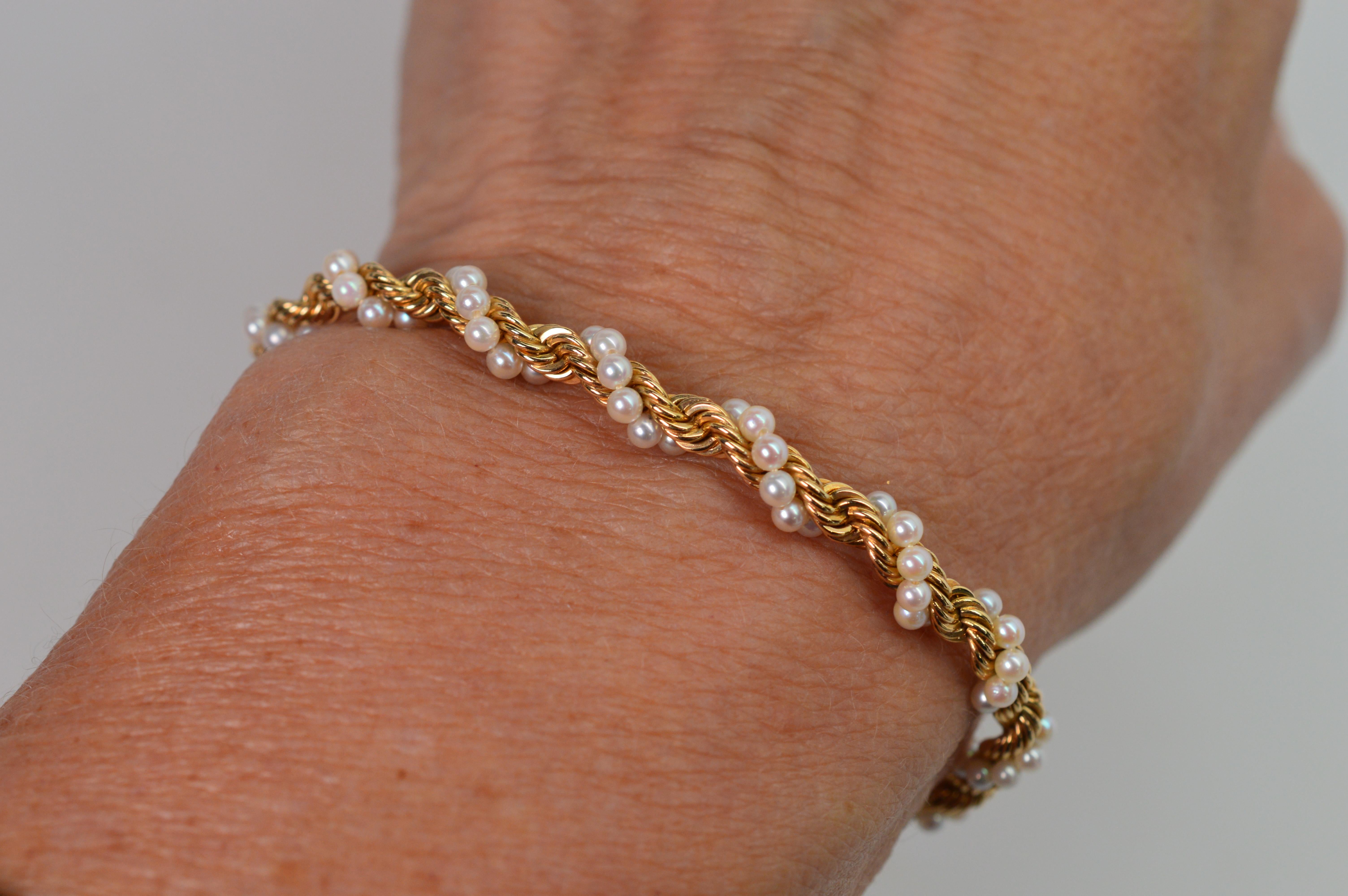 Women's Pearl Gold Rope Bracelet