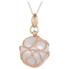 Pearl Gold Wrap Around Chain Pendant Necklace in 14 Karat Two-Tone Yellow Rose