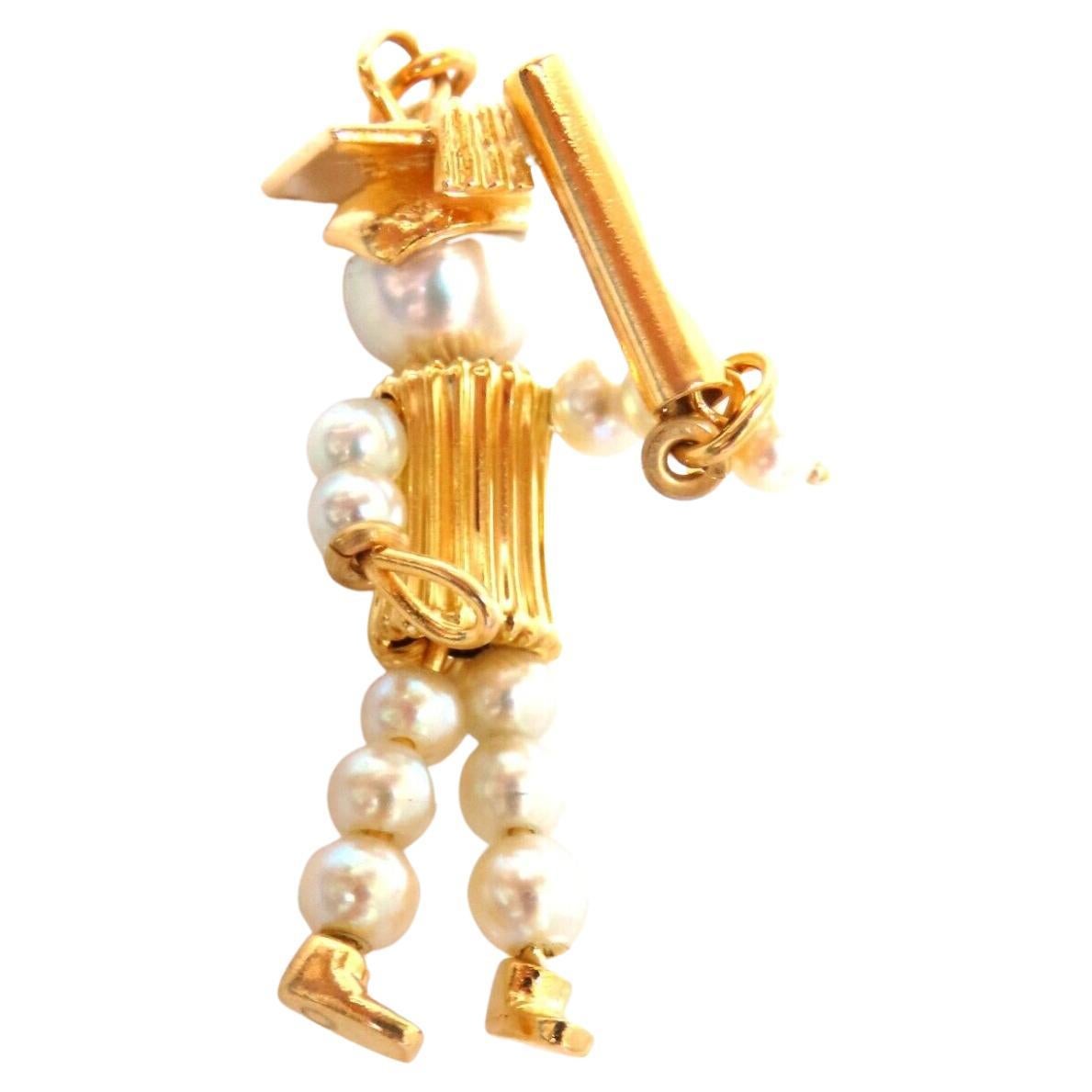 Pearl Graduation Charm 14kt Gold For Sale
