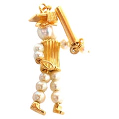 Charm di laurea con perle in oro 14kt