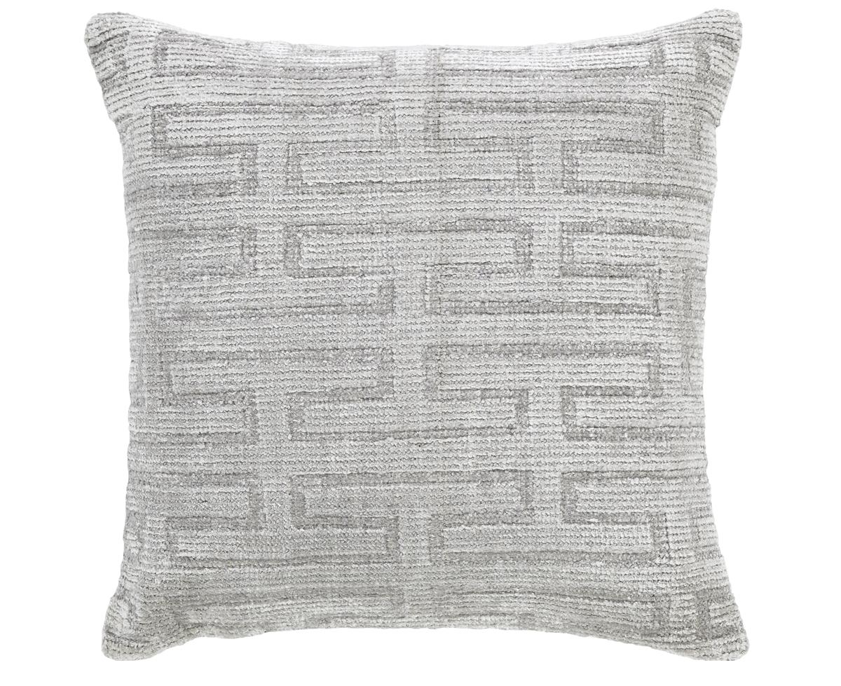 This new accent pillow of East-meets-West design aesthetic showcases a geometrical design with predominant pearl gray color. 

Hand made, using either 100% premium wool.

This pillow measure: 22