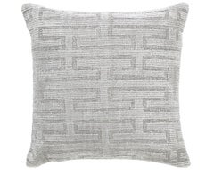 Hand-Knotted Pearl Gray Geometric Wool Pillow, Minimalist Style