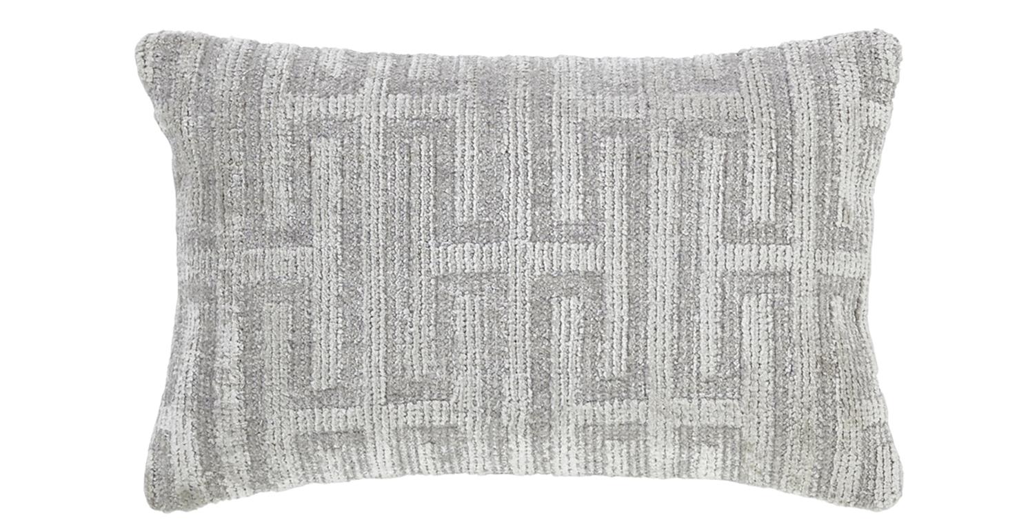 This new accent pillow of East-meets-West design aesthetic showcases a geometrical design with predominant pearl gray color. 

Hand made, using either 100% premium wool.

This pillow measure: 14