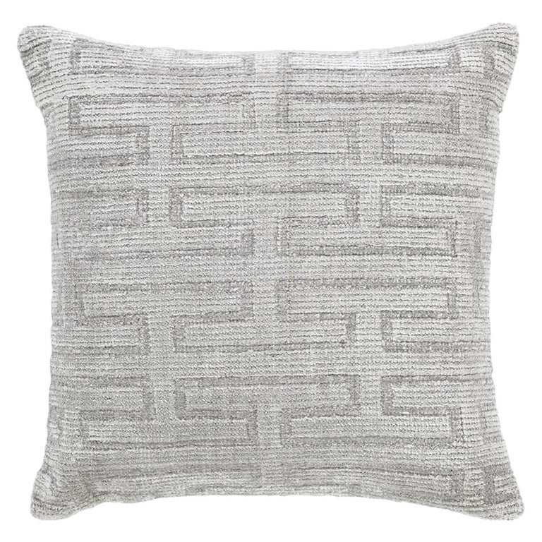 Modern Pearl Gray Geometric Throw Pillow For Sale at 1stDibs