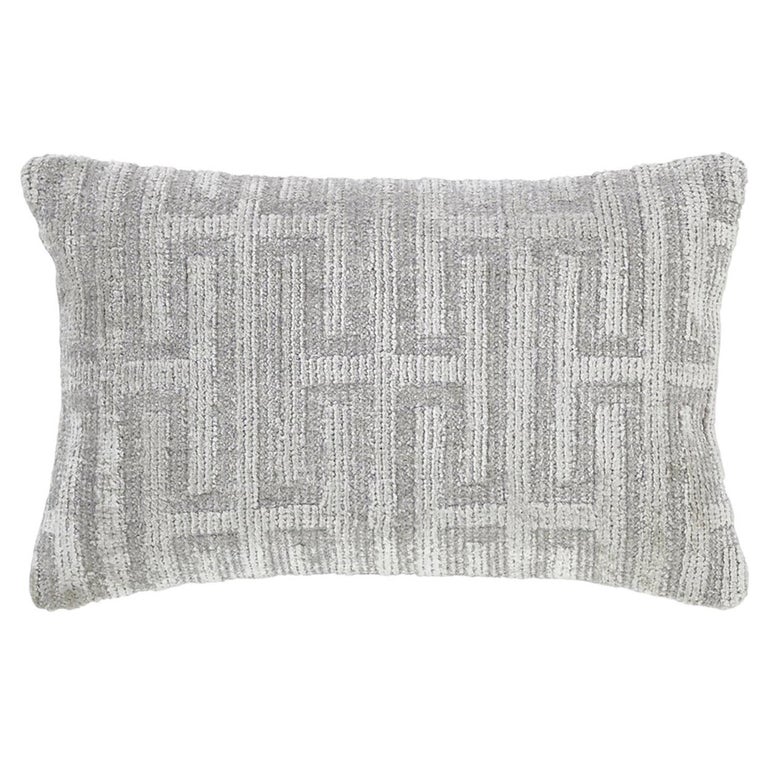Modern Pearl Gray Geometric Throw Pillow For Sale at 1stDibs