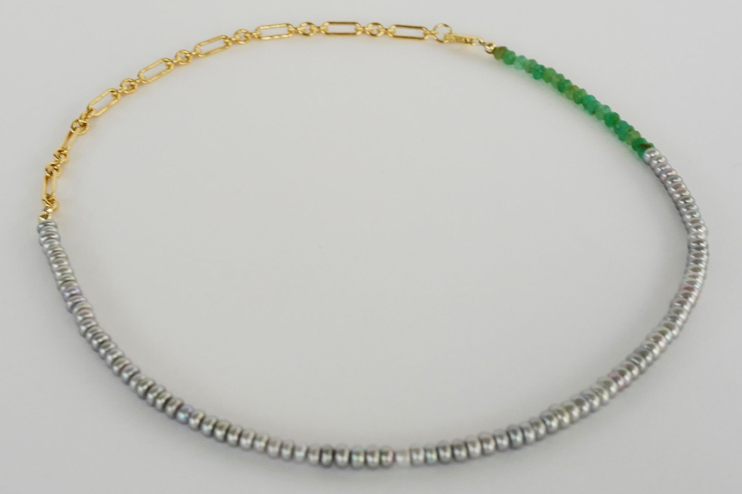 Pearl Bead Necklace Choker Chain Chrysoprase J Dauphin

